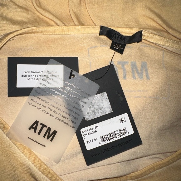 NWT ATM Anthony Thomas Melillo Lunar Wash Long Sleeve T-Shirt in Chamois L - Picture 5 of 6